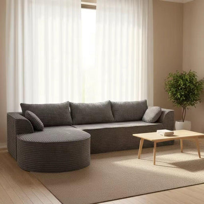 Canapea Tip Colțar Premium – Design Modern Gri Texturat – 275 x 175 x 70 cm