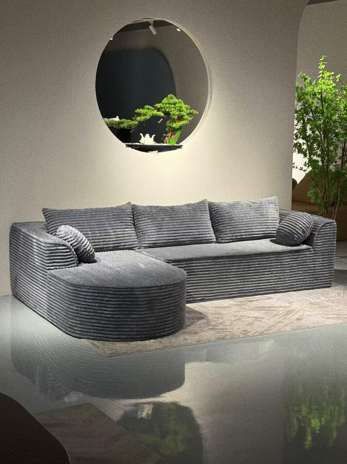 Canapea Tip Colțar Premium – Design Modern Gri Texturat – 275 x 175 x 70 cm
