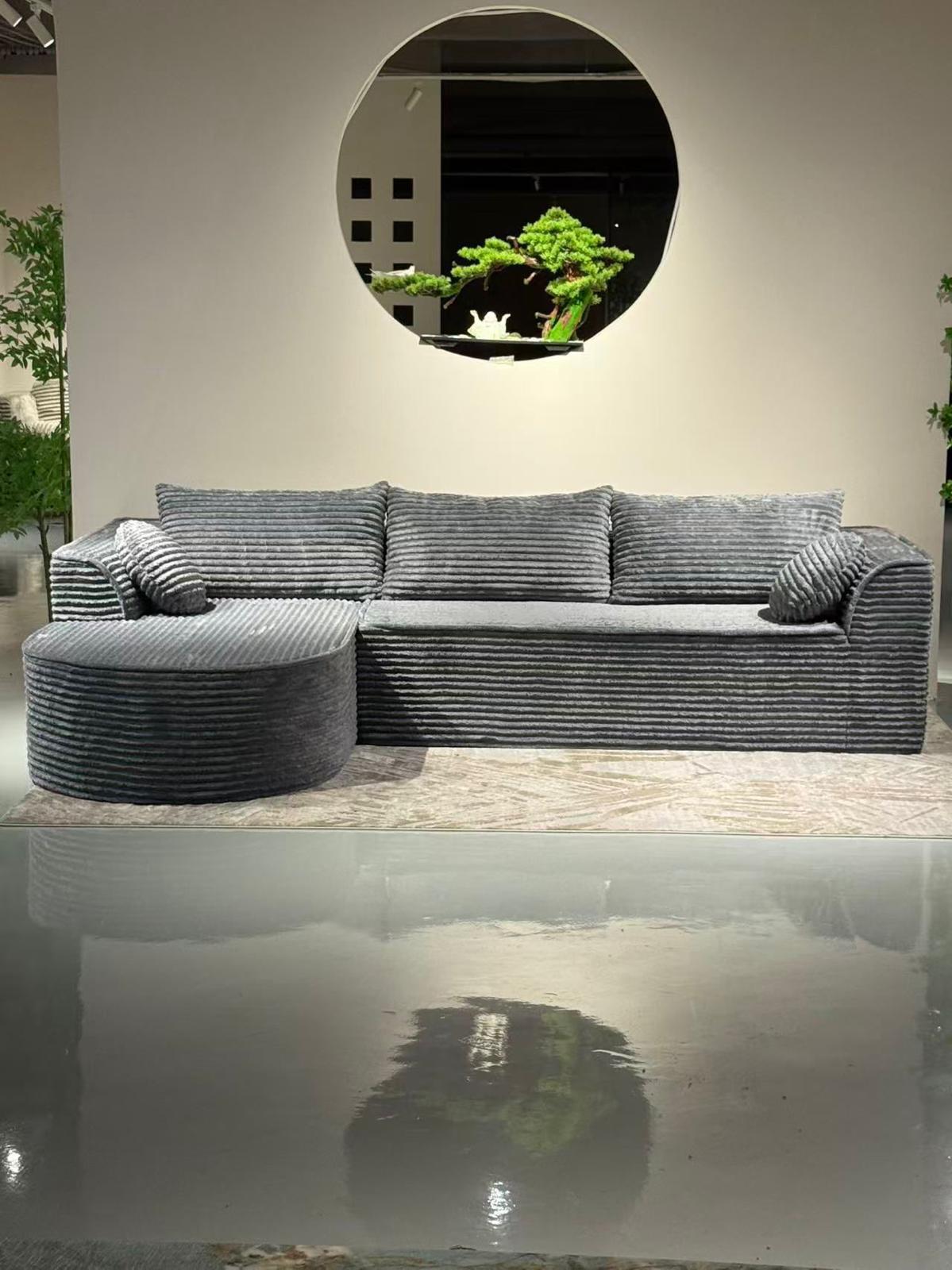 Canapea Tip Colțar Premium – Design Modern Gri Texturat – 275 x 175 x 70 cm