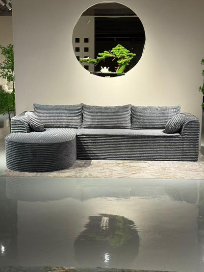 Canapea Tip Colțar Premium – Design Modern Gri Texturat – 275 x 175 x 70 cm
