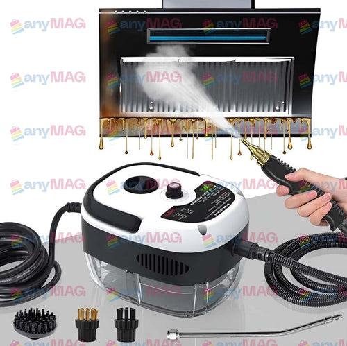 Aparat de Curățat cu Abur Portabil 2500W, 3Bar, Rezervor 1L, Încălzire Rapidă 10s, 6 Trepte Abur, 4 Accesorii, 3 Perii, Alb/Negru, 19×15×13 cm