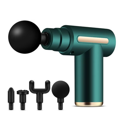 Aparat masaj percutie profesional tip pistol, 6 viteze, 4 capete, afișaj LCD touch, 3600 percuții, baterie 1800 mAh, încărcare USB-C