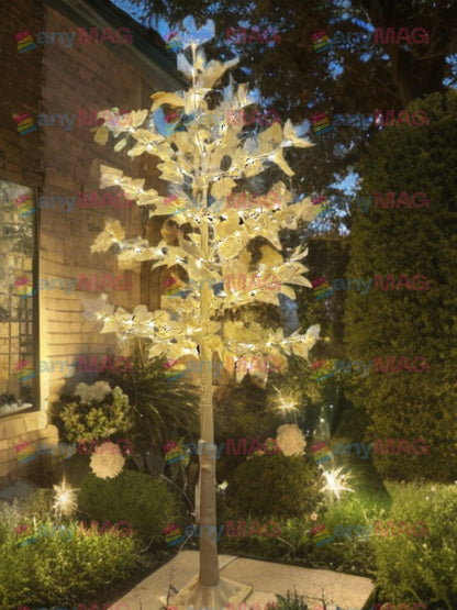 Copac Decorativ Artar Alb, 180 cm, cu LED, Lumina Caldă