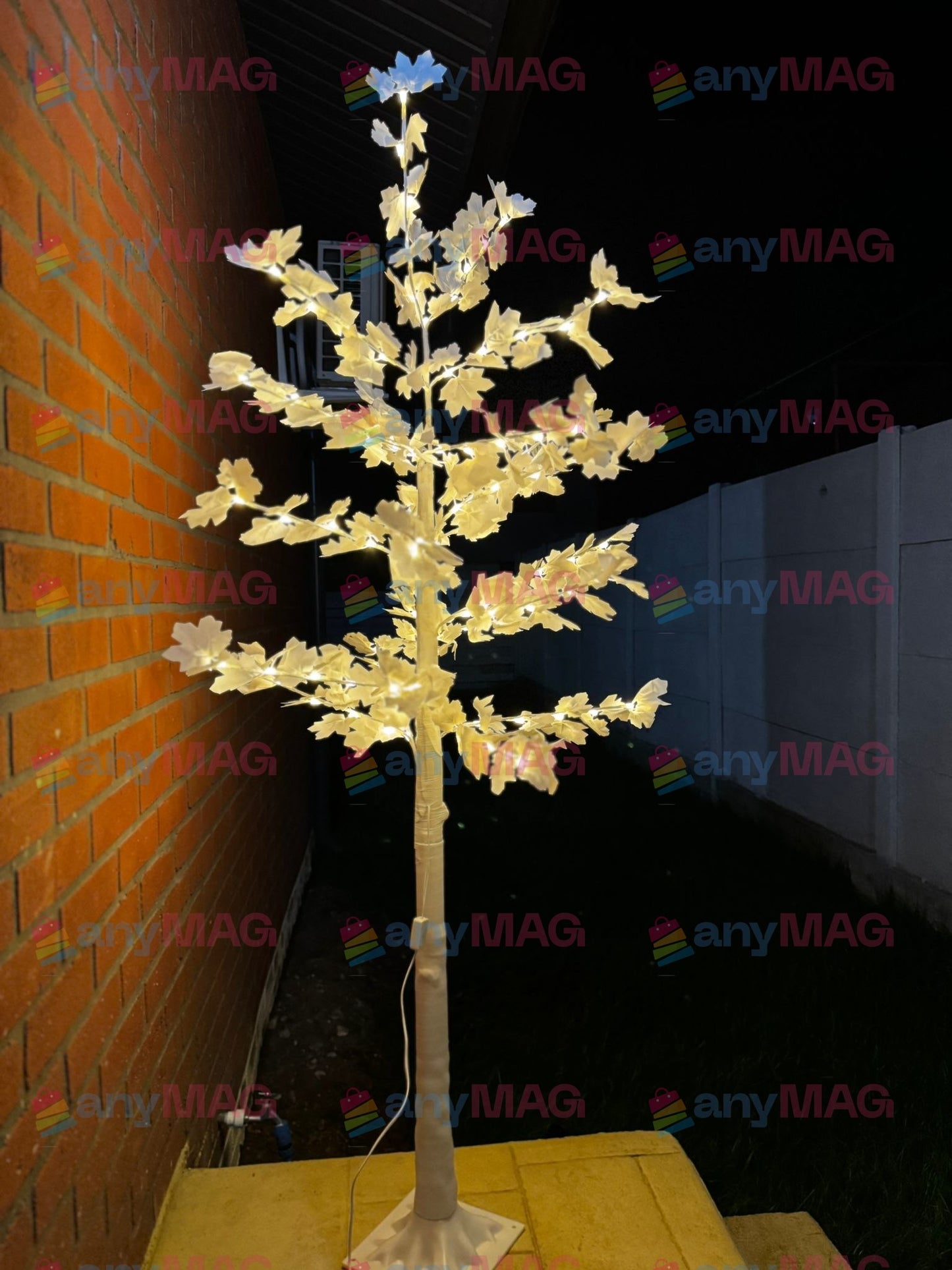 Copac Decorativ Artar Alb, 180 cm, cu LED, Lumina Caldă