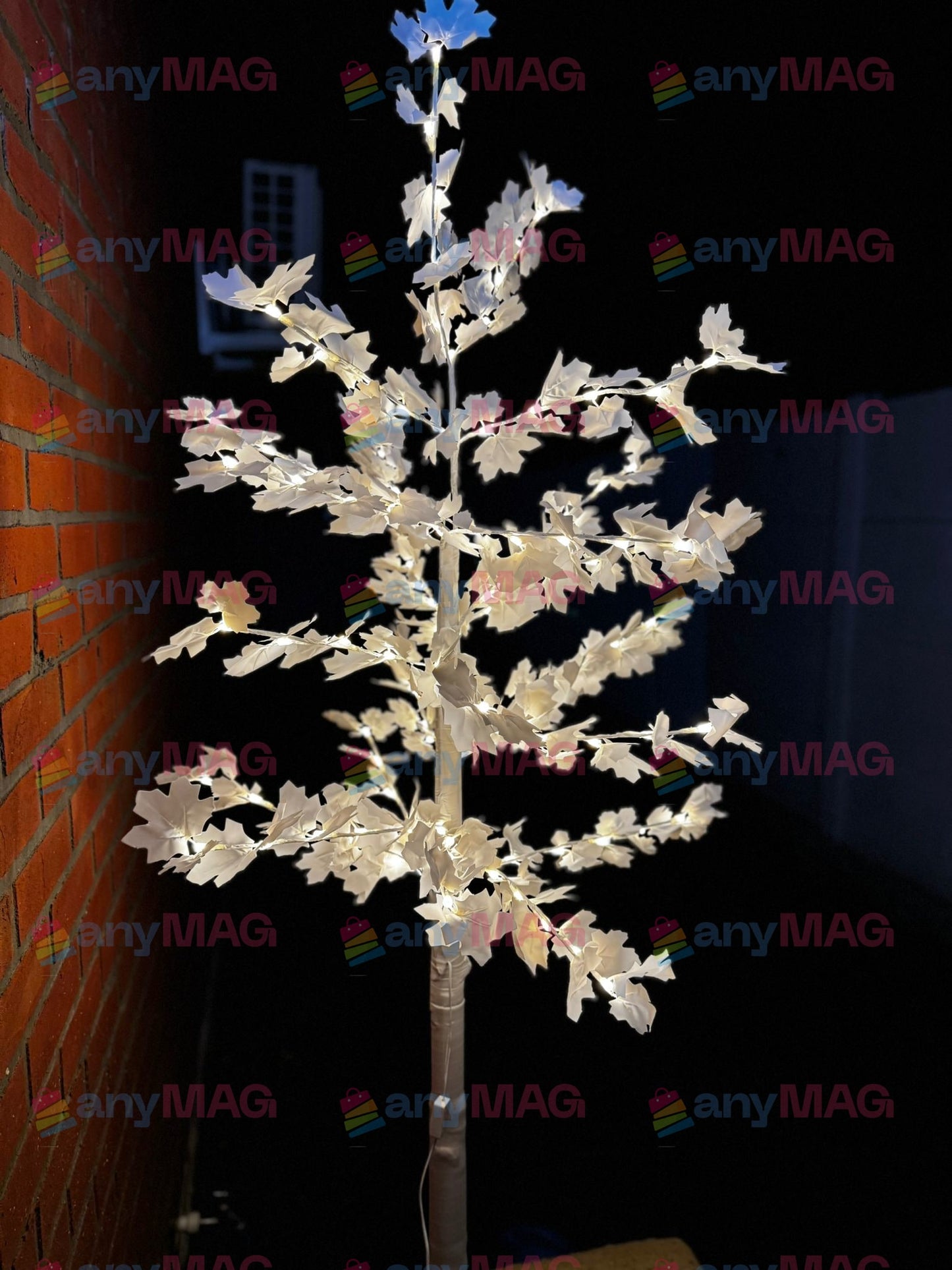 Copac Decorativ Artar Alb, 180 cm, cu LED, Lumina Caldă