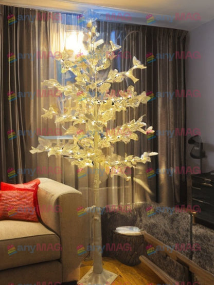 Copac Decorativ Artar Alb, 180 cm, cu LED, Lumina Caldă