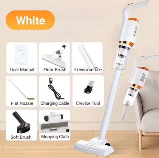 Aspirator 3 în 1 fără fir, 120W – 4 capete interschimbabile, funcție suflare & pompare, filtru integrat, compact și reglabil, Alb