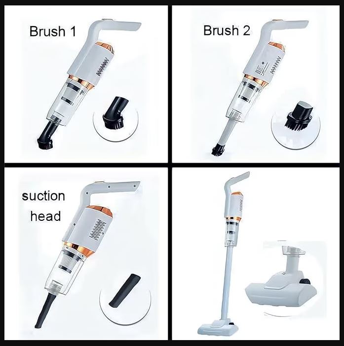 Aspirator 3 în 1 fără fir, 120W – 4 capete interschimbabile, funcție suflare & pompare, filtru integrat, compact și reglabil, Alb