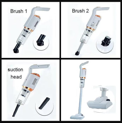 Aspirator 3 în 1 fără fir, 120W – 4 capete interschimbabile, funcție suflare & pompare, filtru integrat, compact și reglabil, Alb
