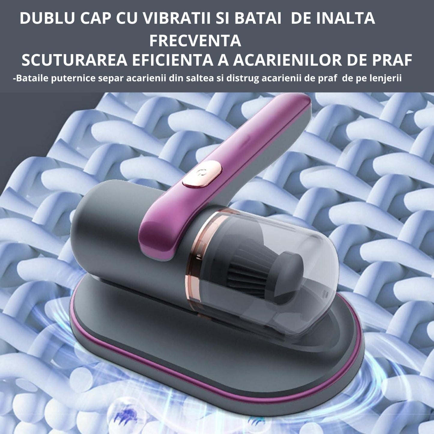 Aspirator Portabil Anti-Acarieni 10000Pa cu UVC și Filtru HEPA – Ideal pentru Saltele, Canapele și Covoare