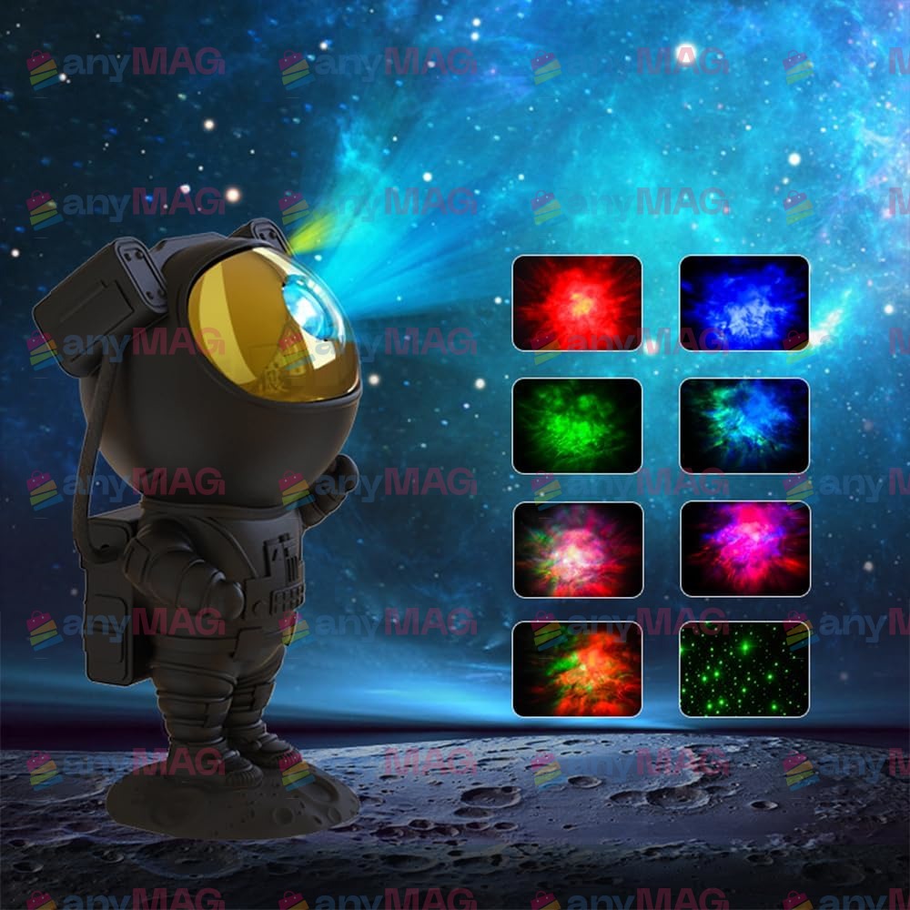 Proiector Laser Astronaut alb – Aurora Boreală & Cer Înstelat, 360°, 8 Moduri, Timer, Telecomandă