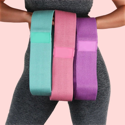 Set 3 Benzi Elastice Fitness din Material Textil, 3 Niveluri de Rezistenta, Benzi de Antrenament pentru Coapse, Fese, Picioare si Abdomen, Ideale pentru Fitness si Yoga Acasa sau la Sala