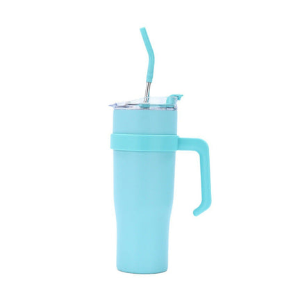 Cană Termos Mare cu Pai și Mâner, Pahar Termoizolant cu Capac Etanș, Design Degrade Modern, pentru Cafea, Apă și Băuturi RecI (6–12h)