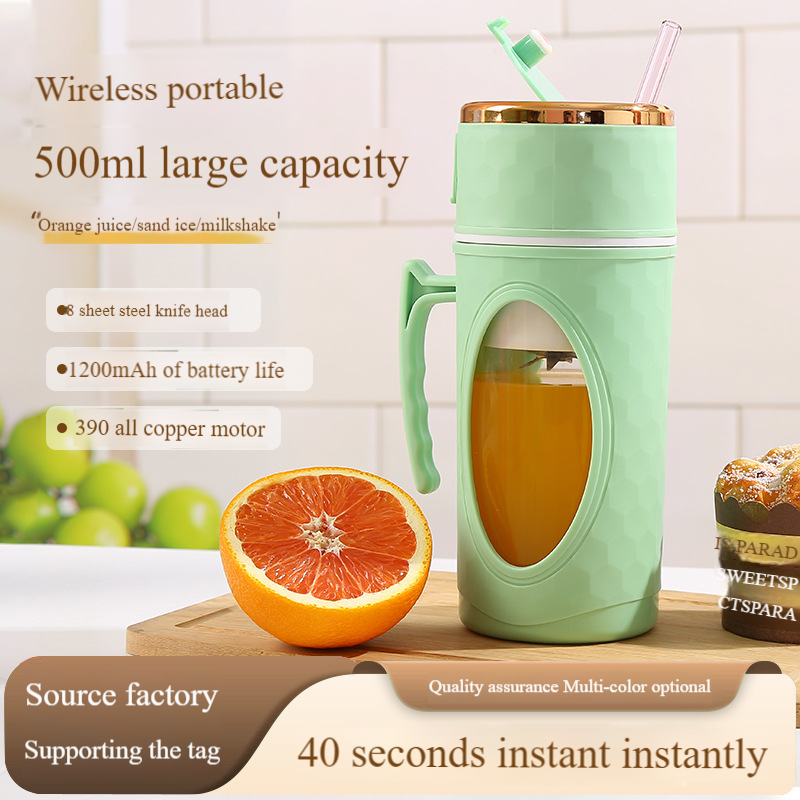 Blender Portabil Smoothie cu Display Digital, 500ml, USB Reincarcabil, Lame Inox, Mini Mixer pentru Sucuri Naturale si Shake-uri On-the-Go