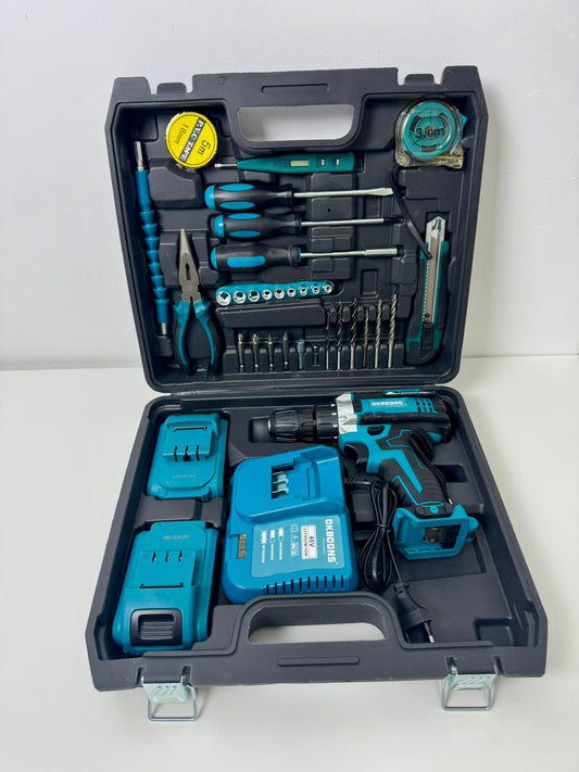 Bormașină Autofiletantă 48V cu 2 Acumulatori Li-Ion, Set Complet cu 30 Accesorii, Trusă Profesională pentru Bricolaj și Gospodărie