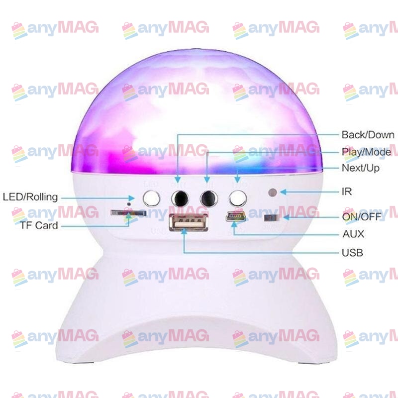 Boxă Bluetooth cu Glob Disco RGB, Slot USB & MicroSD, Încărcare USB – Sunet Puternic și Lumină de Petrecere, Culoare Albă