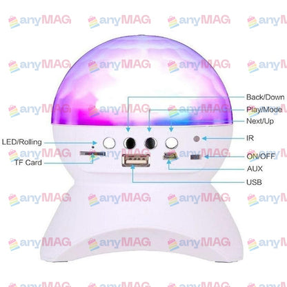 Boxă Bluetooth cu Glob Disco RGB, Slot USB & MicroSD, Încărcare USB – Sunet Puternic și Lumină de Petrecere, Culoare Albă