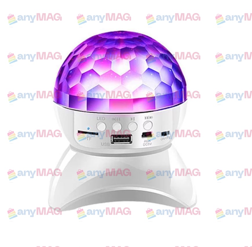 Boxă Bluetooth cu Glob Disco RGB, Slot USB & MicroSD, Încărcare USB – Sunet Puternic și Lumină de Petrecere, Culoare Albă