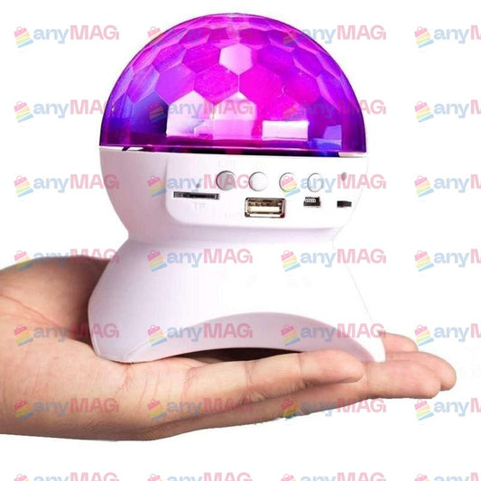 Boxă Bluetooth cu Glob Disco RGB, Slot USB & MicroSD, Încărcare USB – Sunet Puternic și Lumină de Petrecere, Culoare Albă