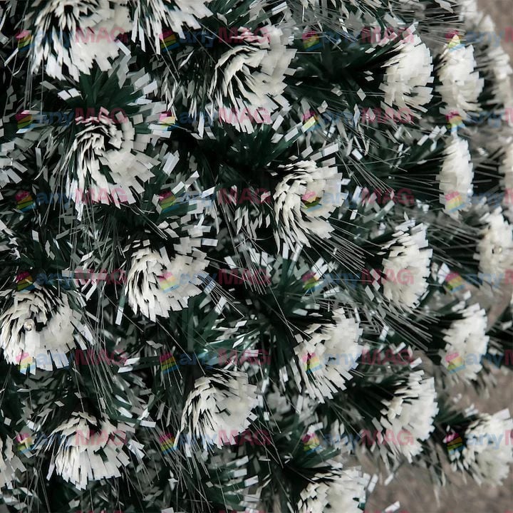 Brad Artificial 180 cm cu Fibra Optică & 200 LED-uri RGB – Suport Metalic, Transformator și Vârf Stea Incluse