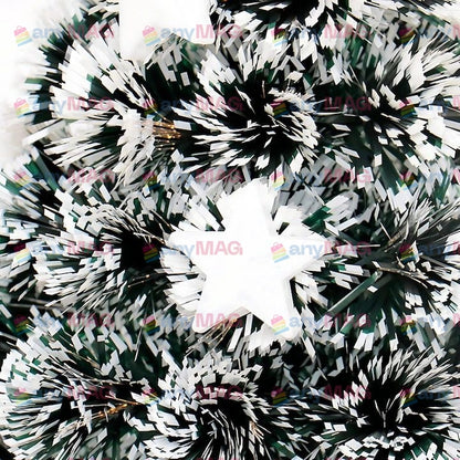 Brad Artificial 180 cm cu Fibra Optică & 200 LED-uri RGB – Suport Metalic, Transformator și Vârf Stea Incluse