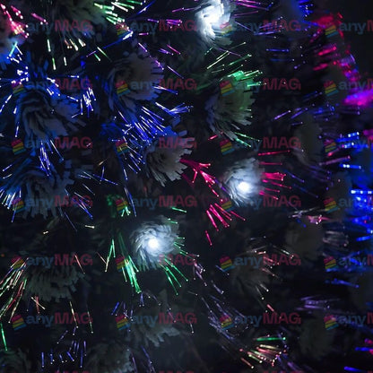 Brad Artificial 180 cm cu Fibra Optică & 200 LED-uri RGB – Suport Metalic, Transformator și Vârf Stea Incluse