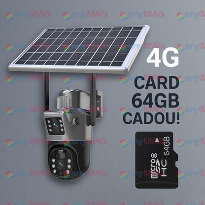 Set Două Camere Supraveghere 4K 4G cu Panou Solar – Dubla Lentilă, 360°, Zoom 10X + Două Carduri 64GB CADOU!