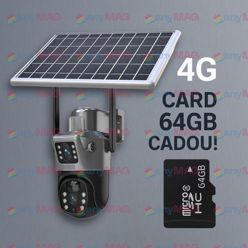 Cameră Supraveghere 4K 4G cu Panou Solar – Dubla Lentilă, 360°, Zoom 10X + Card 64GB CADOU!