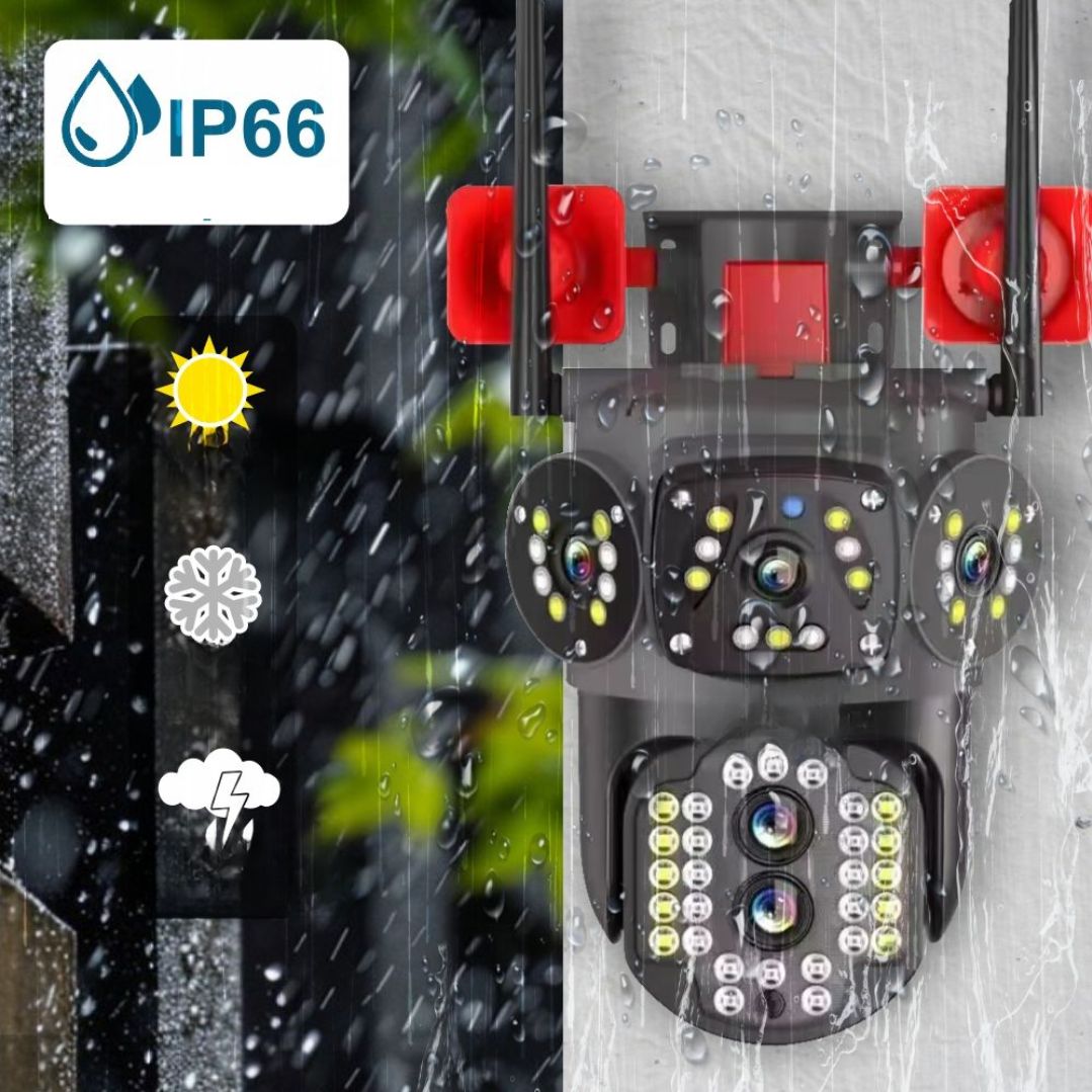 Cameră de supraveghere tripla 4G cu alarmă dublă – 10MP Ultra HD, zoom 10X