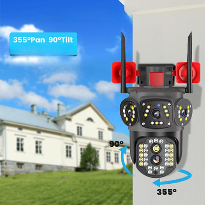 Cameră de supraveghere tripla 4G cu alarmă dublă – 10MP Ultra HD, zoom 10X