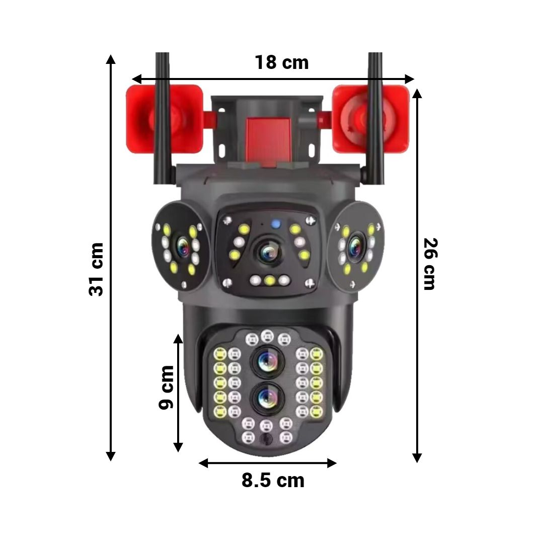 Cameră de supraveghere tripla 4G cu alarmă dublă – 10MP Ultra HD, zoom 10X