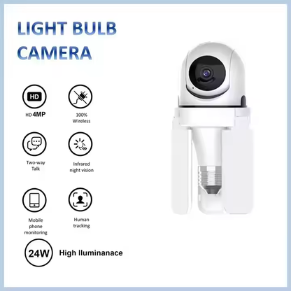 Camera Supraveghere Tip Bec E27 3MP HD WiFi, Rotire 360° PTZ, Vedere Nocturna Color + IR, Detectare Miscare, Audio Bidirectional, Stocare Card SD, Camera Securitate Interior/Exterior