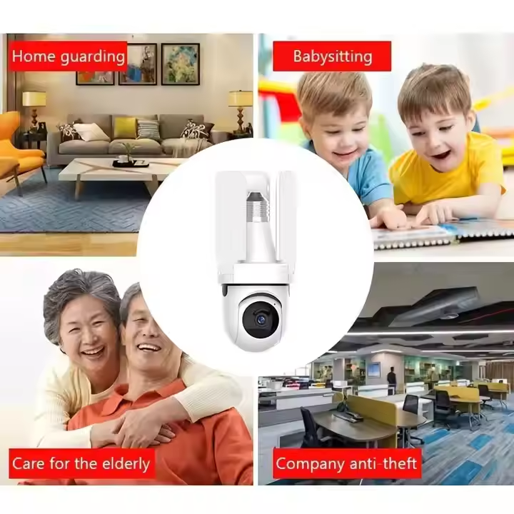 Camera Supraveghere Tip Bec E27 3MP HD WiFi, Rotire 360° PTZ, Vedere Nocturna Color + IR, Detectare Miscare, Audio Bidirectional, Stocare Card SD, Camera Securitate Interior/Exterior