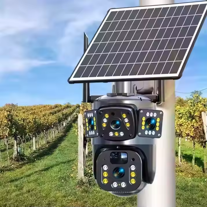 Cameră de Supraveghere 4G cu Panou Solar, Dual Lens PTZ 4MP Full HD, Zoom 10X, Night Vision Color, AI Tracking și Audio Bidirecțional