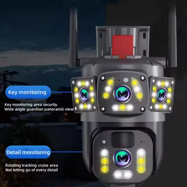 Cameră de Supraveghere 4G cu Panou Solar, Dual Lens PTZ 4MP Full HD, Zoom 10X, Night Vision Color, AI Tracking și Audio Bidirecțional