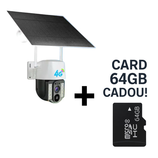 Cameră Solară de Securitate 3MP V380 4G cu Slot SIM – PTZ 355°, Night Vision Color, Detectare Inteligentă Mișcare, Tracking Automat, IP66, Interior/Exterior, Alb + CARD 64 Gb CADOU