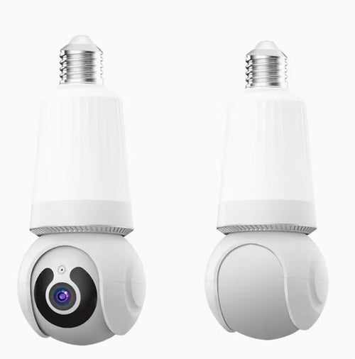 Cameră de supraveghere Wi-Fi tip bec E27 pentru interior, 3MP HD, cu alarmă, detectare mișcare și card 64GB CADOU