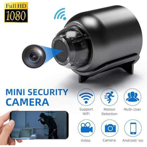 Mini Cameră Spion X5 WiFi, Night Vision, 1080p, Audio-Video, Fotografiere și Monitorizare Live – Negru