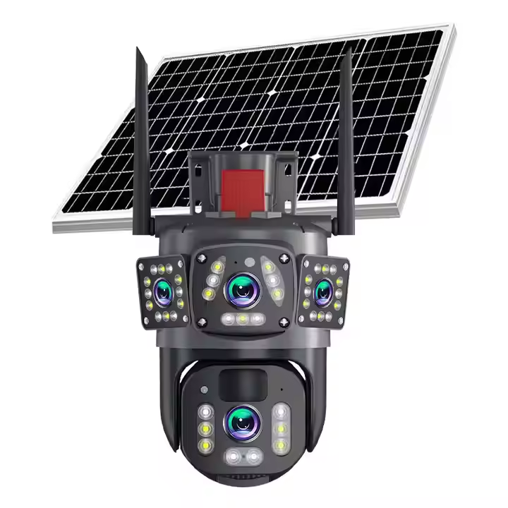 Cameră de Supraveghere 4G cu Panou Solar, Dual Lens PTZ 4MP Full HD, Zoom 10X, Night Vision Color, AI Tracking și Audio Bidirecțional