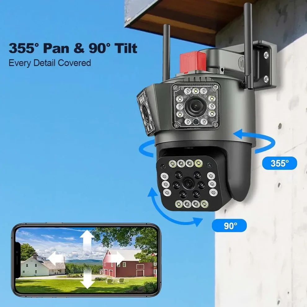 Set 2 camere de supraveghere Wi-Fi 6K (12MP) – PTZ, vedere nocturnă, detecție inteligentă a mișcării și audio bidirecțional