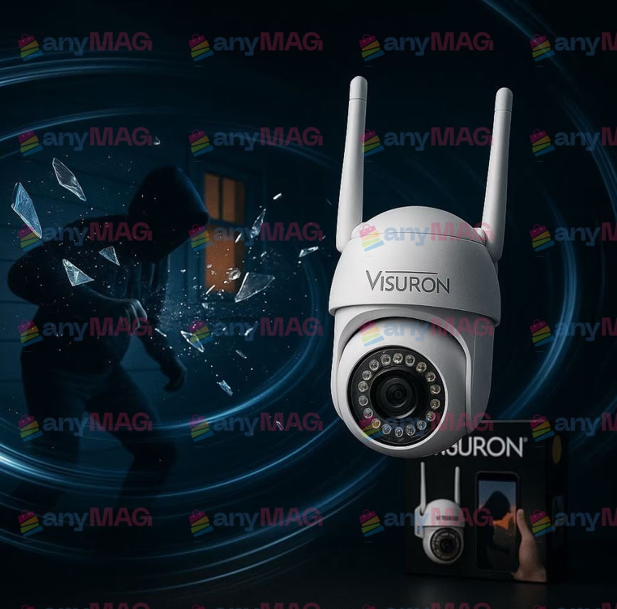 Cameră Supraveghere WiFi 3MP, IP66, PTZ 360°, Night Vision Full Color – Exterior/Interior + Card 64GB CADOU | VISURON