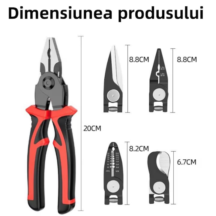 Set Clește Multifuncțional 5 în 1 Profesional – Clește, Foarfecă, Tăietor Cabluri, Sertizare & Decablare, Mâner Anti-Alunecare, Cutie Depozitare