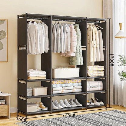 Dulap Organizator pentru Haine cu Rafturi și Bară pentru Umerașe, 170 x 130 x 36 cm