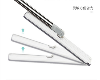 Mop profesional cu găleată 2 compartimente (spălare + uscare), sistem stoarcere automată + 2 rezerve microfibră , mop plat telescopic inox