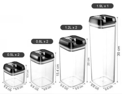 Set 7 Recipiente Ermetice pentru Depozitare Alimente – Containere Bucătărie cu Capac Etanș, Organizare Condimente, Cereale și Paste