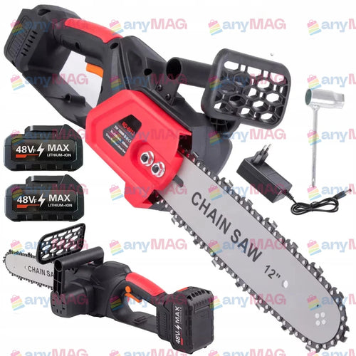 Drujbă Electrică 12 Inch cu 2 Acumulatori 48V – Lamă & Lanț Incluse, Portabilă și Puternică