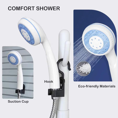 Duș portabil camping cu baterie 2200mAh, încărcare USB, furtun 1.5m – 2 trepte presiune, debit 3-4L/min, ideal pentru camping, rulote și drumeții