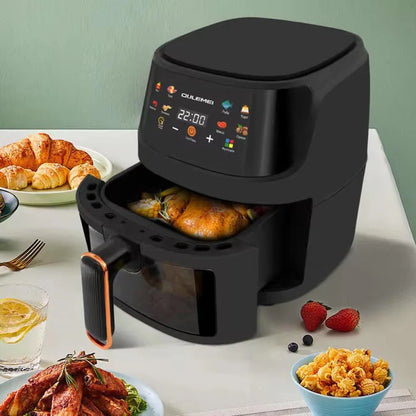 Friteuză cu Aer Cald 8L 2400W SILVER LOVE – Air Fryer Digital cu Coș Transparent și Afișaj LED, Gătire Rapidă fără Ulei