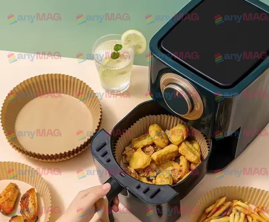 Set 100 bucăți Hârtie de Copt Rotundă 20 cm pentru Air Fryer / Friteuză cu Aer Cald