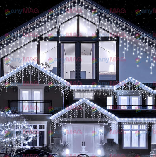 Instalație de Crăciun Tip Turturi, 12 m × 0.6 m, 8 Moduri Luminoase – Interior și Exterior